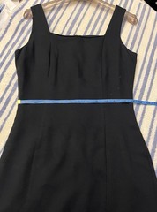 Azona Dark Blue Solid Sheath Dress Square Neck Sleeveless Zip Lined Knee 36