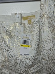 MICHAEL Michael Kors White Mini Dress with Gold Botanical Print NWT