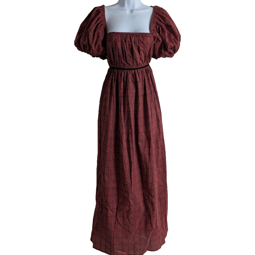 Christy Dawn Addison Dress Womens Large Midi Crimson Trellis Milkmaid Whimsigoth