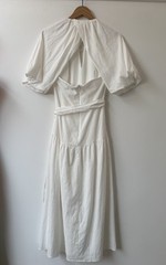 REISS ALICE COTTON PUFF SLEEVE MIDI DRESS WHITE UK 6 RRP £268