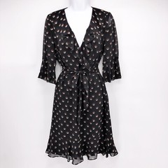 Ann Taylor Loft Size 4 w/ Tie & Ruffled Details 3/4 Sleeves Professional Dress