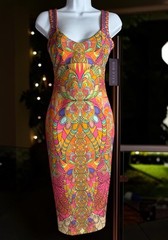 HALE BOB Multicolor Vibrant Midi Boho Mandala Dress Bodycon Summer Resort Wear