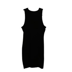 Cotton On Women&rsquo;s Black Solid Tank Dress Round Neck Sleeveless Knee Length L
