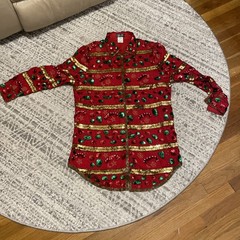 Creative Creations Christmas Sequin & Beaded Silk Shirt-Dress Jacket Lg Rare