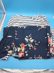 Merokeety L Women&rsquo;s Dress M Stretchy Silky Floral Sexy Party + White Stripes