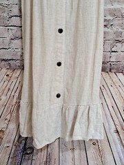 Monteau Los Angeles Beige Linen Blend Ruffle Hem Sundress Dress Small