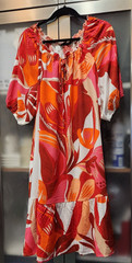 Mlle Gabrielle women&rsquo;s plus 2X Pull on short sleeve colorful Red / White dress