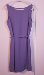 Casual Corner Purple Sleeveless Belted Sheath Dress Size 12 Lined Career Slit