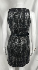 Michael Kors Women&rsquo;s Metallic Scoop Neck Belt A-Line Midi Dress Black Size 2