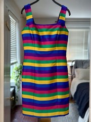Cynthia Rowley Ann Taylor Rainbow Pride Dress Size 10 Sleeveless Striped Square