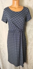 TALBOTS Short Sleeve Lightweight Stretch Jersey Pullover Dress M Blue White