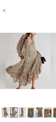 Free People Feeling Groovy Floral Prairie Boho Chiffon Maxi Dress M