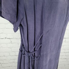 VTG Dorin Frankfurt Blue Purple Silky Short Sleeve Slit Midi Dress Israel Size 2