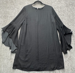 Who What Wear Witchy Bell Sleeve Tunic Dress Black Gothic Boho L