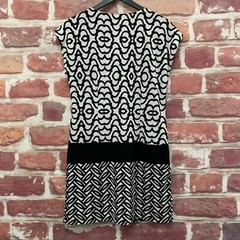 Laundry Shelli Segal Dress Womens Small Black White Abstract Stretchy Pullover