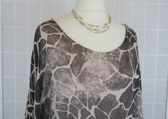 H Trend Made In Italy Blouson Dress Size S Grey Beige Animal Print Silk/Jersey