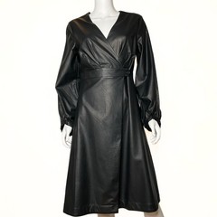 Banana Republic Black Vegan Faux Leather Dress Women SZ 6 Sleek Dark Witchy Goth