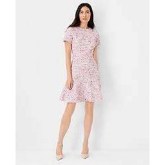 Ann Taylor Petite Multi Color Tweed Flounce Hem Sheath Dress 2P 611461 SP23