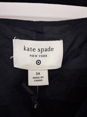 kate spade new york 3X Plus Black White Floral A-Line Cotton Knee Dress