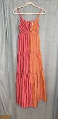 Farm Rio for Anthropologie Striped Orange/Pink Maxi Dress, Size M
