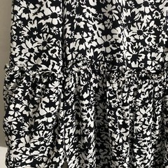 NEW ZARA Black White PRINTED MIDI DRESS Slot Collar Tied A-line Size S B1164