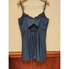 Market & Spruce Womens Size XL Blue Denim Sweetheart Scallop Cowgirl Mini