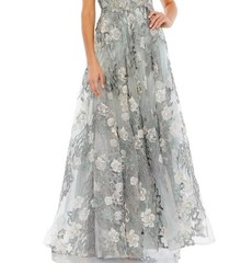 Mac Duggal 20294 Floral Embroidered Short Cap Sleeve Gown Seamist Size 14 NWT