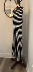 J.Crew Stripe Cotton Fit And Flare Dress Midi Maxi Black FREE SHIPPING Sleeveles