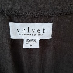 VELVET Graham & Spencer Black 100% Linen Nanette Puff Sleeve Midi Dress Medium