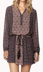 NWT FOREVER 21 LOVE21 NAVY & BURGUNDY TIE WAIST DRESS SZ XS
