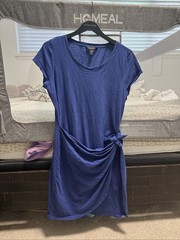 Polo Ralph Lauren Womens Blue White Striped Tie Waist Cotton Knit Dress NWT M