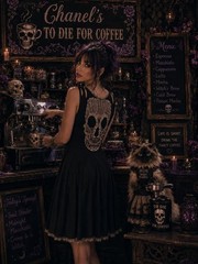Skull Back Embroidered w/ Cold Shoulder & lace trim Sz.M Dress