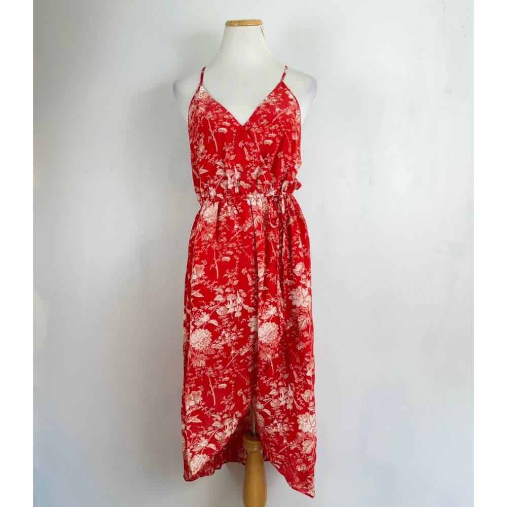 Lucky Brand Dress Size Small NWT 100% Silk Sleeveless Floral Print Red/Orange