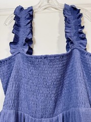 NWT Davi & Dani Blue Smocked Ruffle Strap Tiered Dress Size 2XL Boho Cottagecore