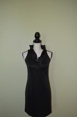 Gretchen Scott Ruff Neck Sleeveless Jersey Dress Popover Dress Size XS Black