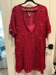 Johnny Was Beautiful Raspberry Eyelet Dress. Xl