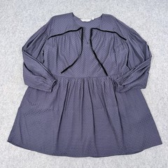 & Other Stories Pinhole Texture Babydoll Mini Dress Fit Women&rsquo;s Size 2 Navy Blue