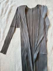 Issey Miyake Pleats Please Sleeveless Dress Jacket Set Gray