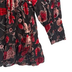 Fate Womens Large Floral Velvet Mini Dress Sheer Romantic Cottagecore