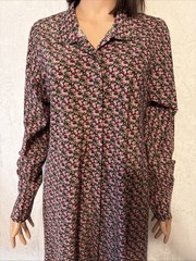 Ann Mashburn Floral/roses Maxi Shirt Dress Large Pockets Button Silk Blend