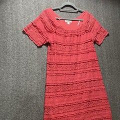 Coral Pink Dress Barn Sheath Size 10 Short Sleeved Fully Lined Lace Cotton Blend