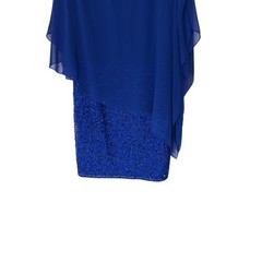 J Kara Dress Blue Sequin Beaded Overlay Evening Formal Reception Size 12 Petite