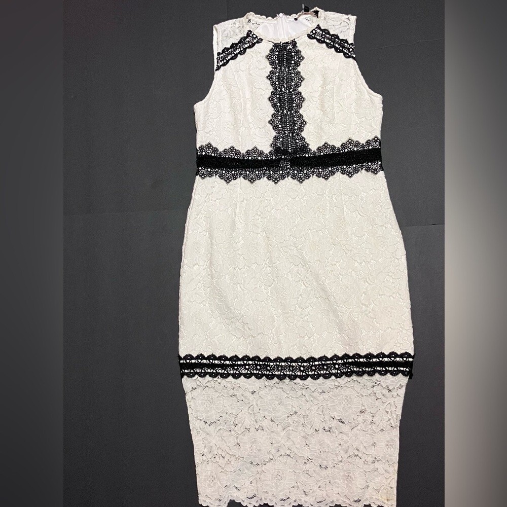 NWT Strut & Bolt Elegant Black and White Lace Boutique Dress