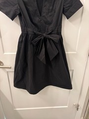 Diane von Furstenberg Black Collared Fit & Flare Dress w/ Waist Tie – Size 6