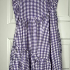 Things Between Maeve Cotton Gingham Purple Midi Dress Size Small