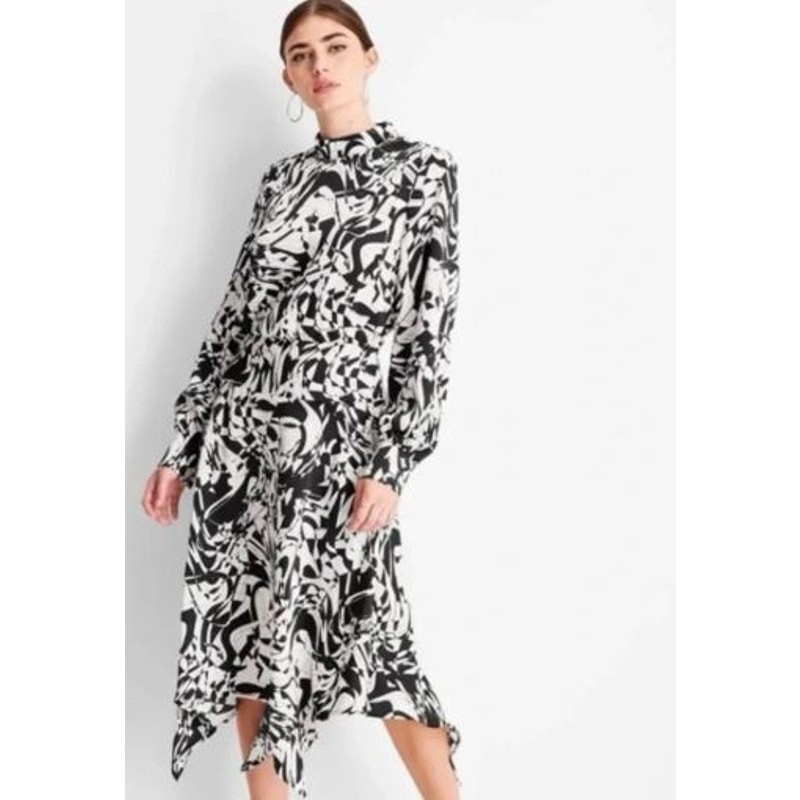 Future Collective Medium Kahlana Barfield Brown Midi Dress White Black Marble