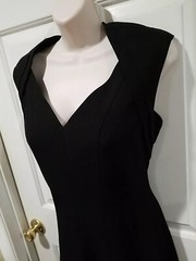 Calvin Klein Black Sweatheart V- Neck Sleeveless Dress Raw Gold Logo Zipper Sz 6