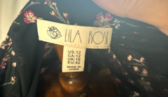 Lila Rose black floral long sleeves mini dress size 12