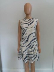 Erdem Ivory/Blue Floral Embroidered Dress Size UK 16/US 12
