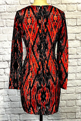 NEW Parker Black Red Snake Print BodyCon Mini Dress 100% Silk Long Sleeve XS